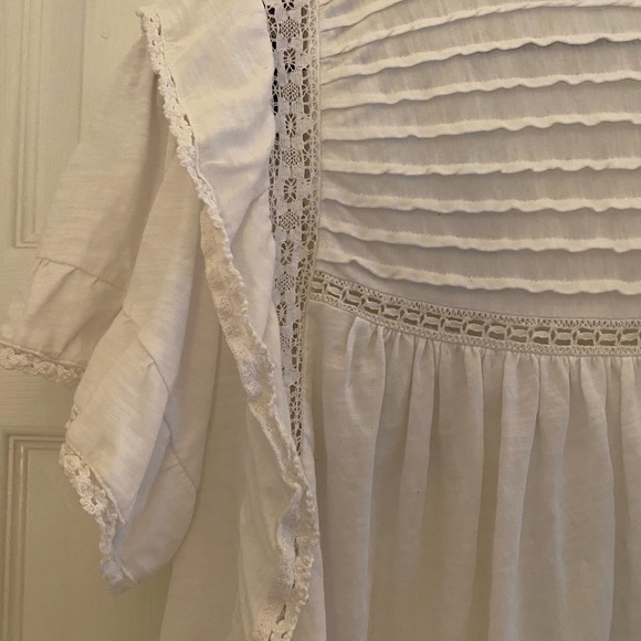 Free people white ruffle top size large - Picture 2 of 3